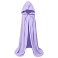 thumbnail image 3 of Huowey Witch Cloak With Hood Women Gothic Vampire Halloween Costumes Cape Vintage Tie Front Cosplay Party Robe,Light Purple,XXXL, 3 of 3