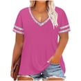 thumbnail image 2 of Womens Plus Size V Neck T Shirts Summer Short Sleeve Tees Casual Loose Solid Base Shirts Tops, 2 of 6