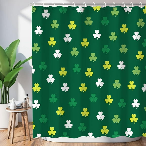 St Patrick Shower Curtain, St Patrick Lucky Shower Curtain Set Shower Curtains for Bathroom, Waterproof Bathroom Shower Curtain Sets for St Patrick Decorations Bathroom Decor 72X72 with 12 Hooks