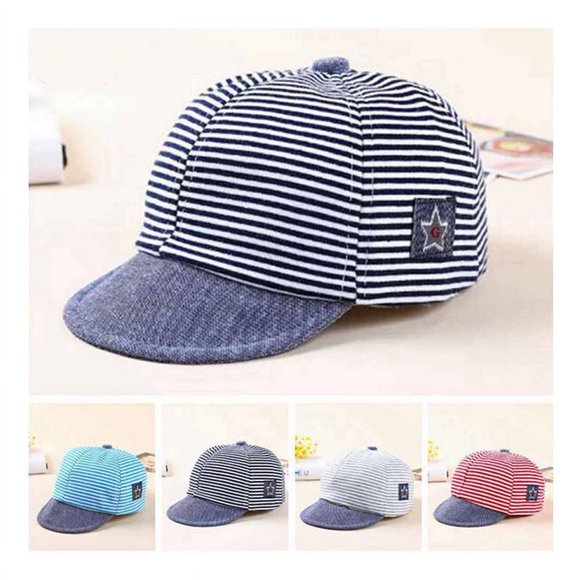 SUTENGDA Cute Baby Striped Baseball Cap Summer Cotton Toddler Kids Hats Infant Boys Girls Sun Hat