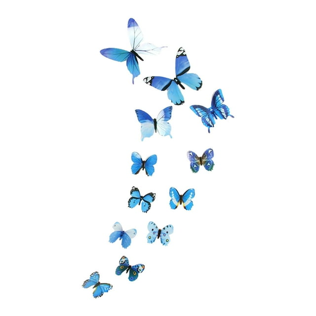 12 pegatinas de mariposas, manualidades, calcomanías de pared luminosas 3D de mariposas. Azul