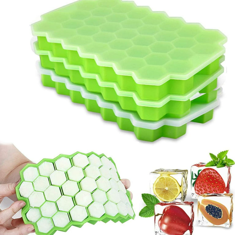 Flexible BPA Free Ice Cube Mold Trays with Lid Covers for Freezer - Silicone  111 Ice Molds 3 Pack Ice Cubes for Cocktails Whiskey and Chilled Drinks 