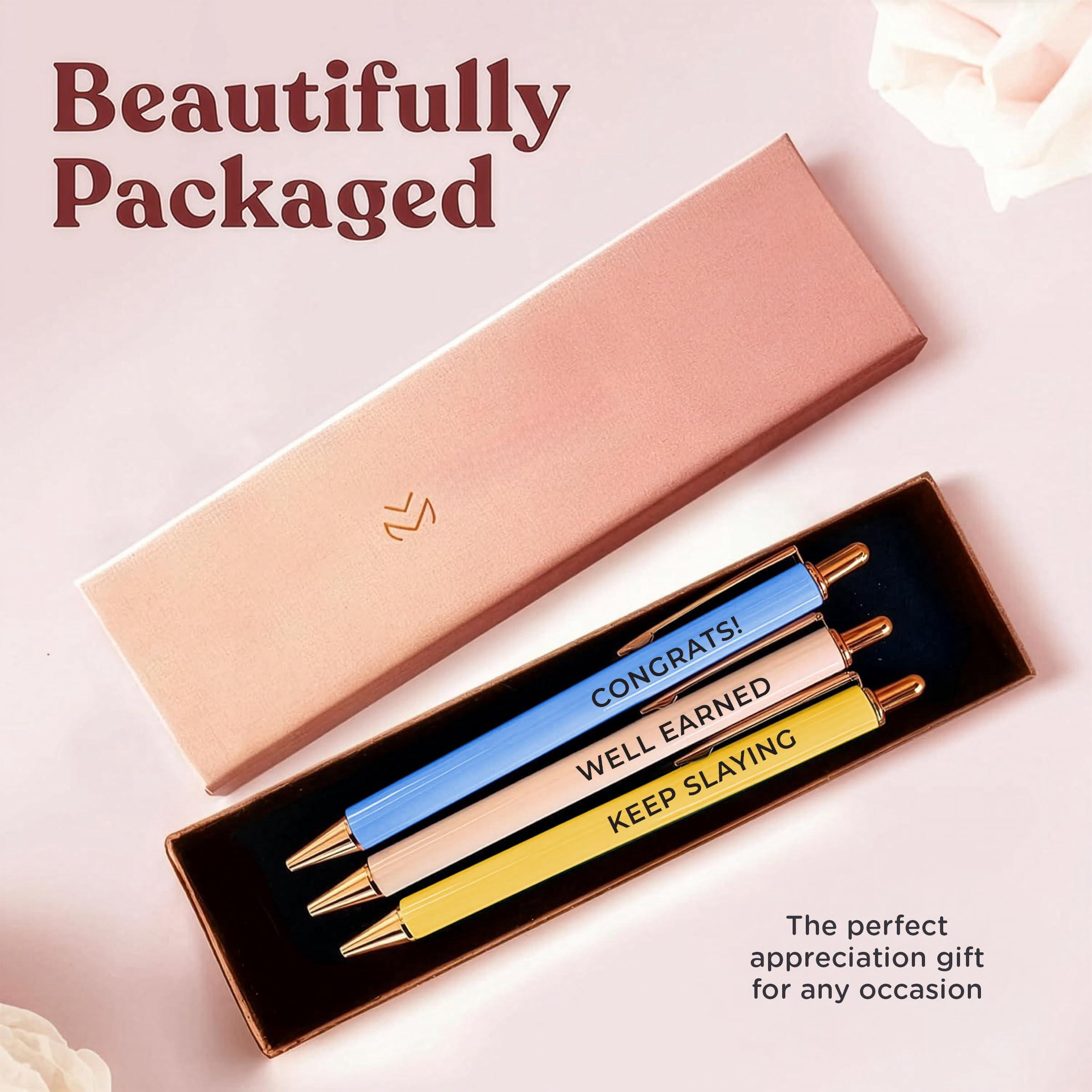 3pcs High End Luxury Congratulations Gifts For Women  Job Thank You Gift Teacher Employees Coworkers Mentors & Managers German-ink 1mm Swiss-tip Pen.