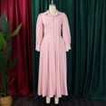 thumbnail image 4 of AURA Women’s Shirt Dress Turn Down Collar Puff Sleeve Long Sleeve Solid Color S XXXL, 4 of 7