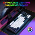 thumbnail image 2 of Teclado HXSJ A877 Mini teclado para juegos K87 RGB Streamer con cable, retroiluminado ajustable, teclado de membrana sin conflictos de 25 teclas, pero sensación súper mecánica para juegos/oficina, 2 of 8