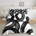 thumbnail image 2 of Castle Fairy Abstract Brush Ring Full Size Comforter Sets 3-Piece,Watercolor Curved Stroke Bedding Comforter Set,Black White,Reversible,1 Comforter and 2 Pillowcases, 2 of 6