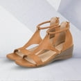 thumbnail image 5 of Kitem Women Summer New Simple Casual Greek Style High Wedge Heel Ankle Zipper Sandals, 5 of 9
