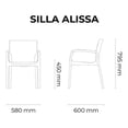 thumbnail image 3 of Lagoon Silla de Comedor con Descansabrazos para Interior y Exterior con Protección UV, Modelo Alissa 7050 Lagoon  ALISSA, 3 of 4
