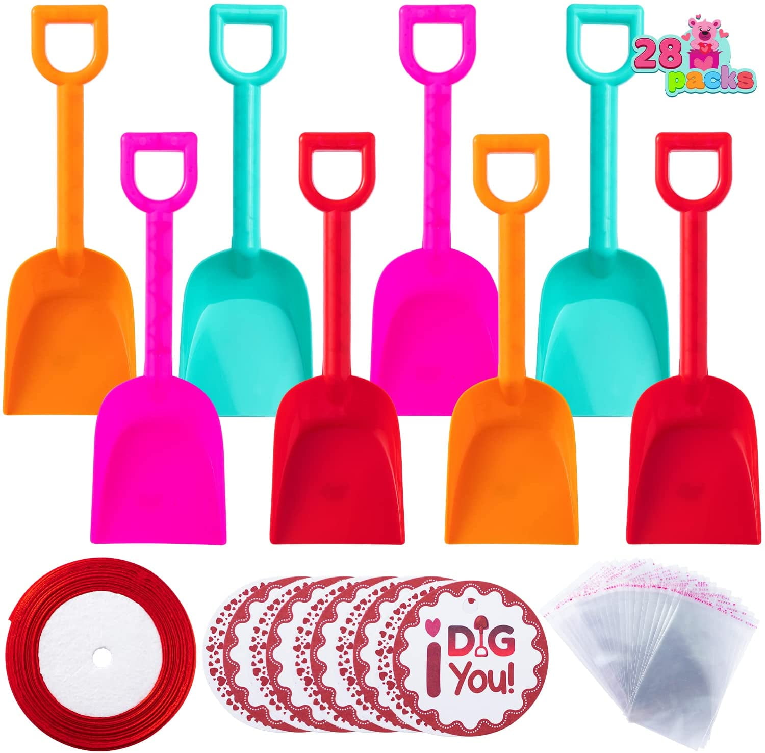 20 Pink Toy Shovels and 20 "I Dig You" Stickers Valentine's Day Party Favors* 