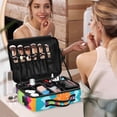 thumbnail image 7 of Large Travel Artist Makeup Bag With Adjustable Dividers &12 Brush Slots Portable Cosmetic Organizer Colorful Vector, 7 of 7