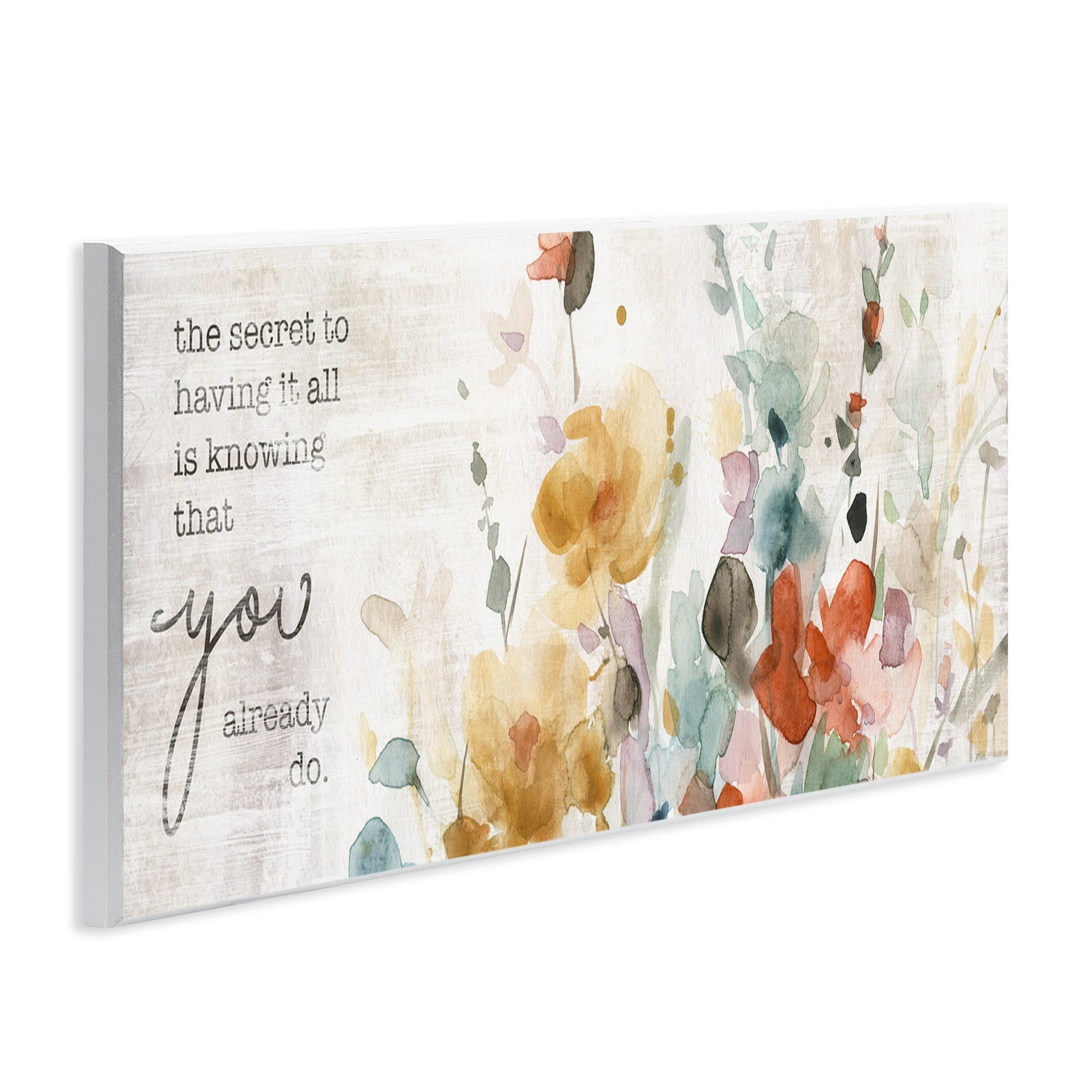 Stupell Industries Secret To Knowing All Motivational Phrase Abstract Flowers, 17 x 7, Design by Carol Robinson