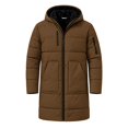 thumbnail image 5 of Mens Winter Coat Multi Pocket Fleece Lined Hooded Cotton Jacket Full Zip Solid Color Long Sleeve Mid Length Warm Outerwear for Daily Wear Mens Padded Coat, 5 of 9