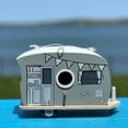 thumbnail image 2 of Glamper Van Birdhouse, Pale Grey, Retro Cruiser Design, MDF Wood, White Iron Hanger, Peace Sign, Windows, Cleaning Door, 10.25 L x 5 W x 9.5 H Inches, 2 of 6