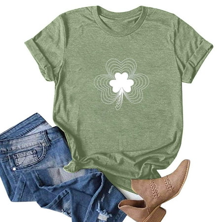 

St. Patrick s Day Scrub Tops Women Print Nurse Uniform V-Neck Short Sleeve Blouse Workwear Medical Scrub Shirts