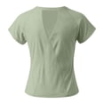 thumbnail image 5 of DuoJiaJ Womens Workout Top, Slim Fit Crew Neck Short Sleeve Activewear Green L, 5 of 5