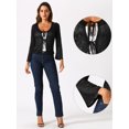 thumbnail image 2 of DARING DIVA Women's Tie Front Bell Long Sleeve Bolero Cardigan Shrug S Black, 2 of 6
