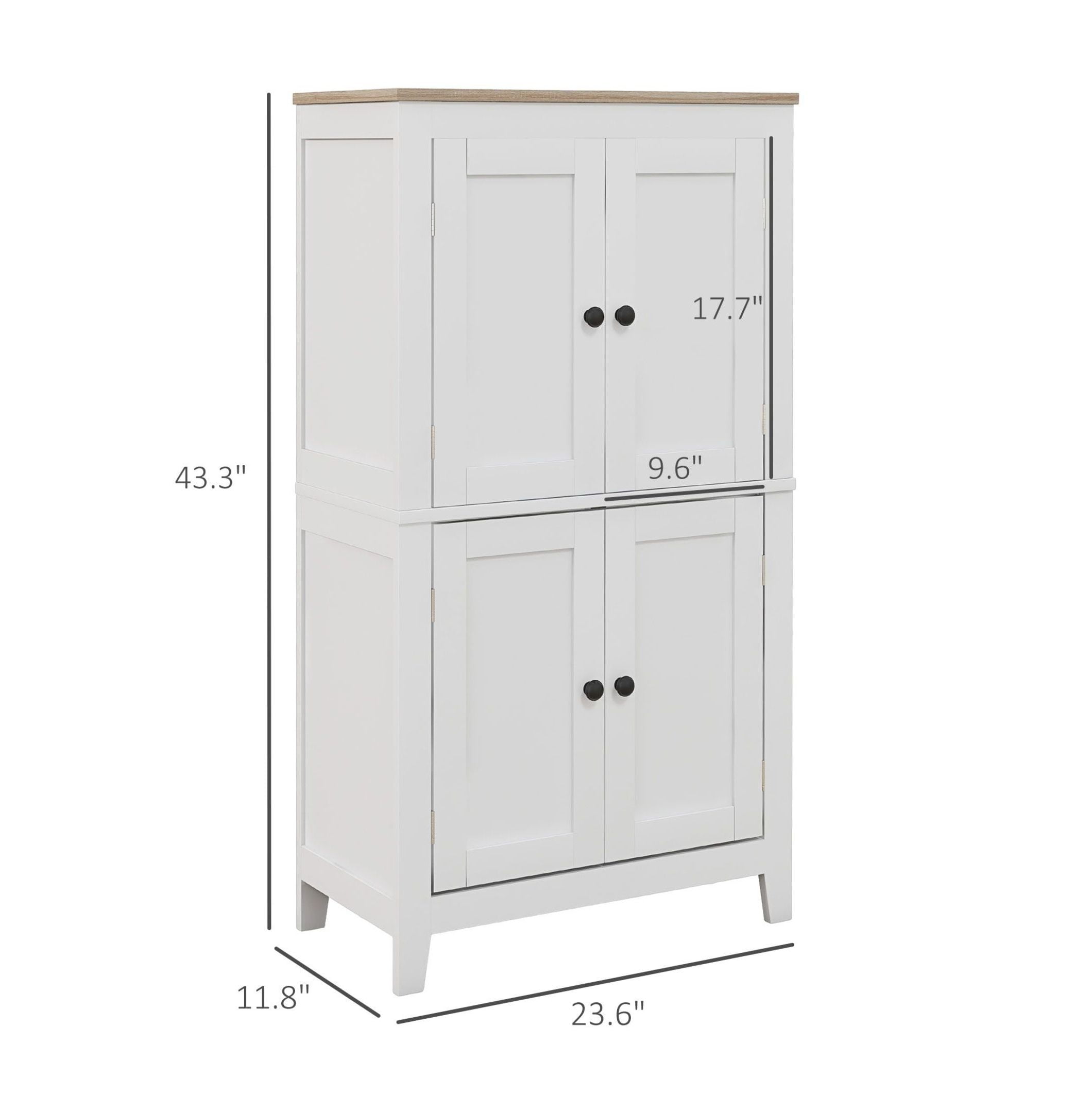 Bathroom Storage Cabinet, White Floor Cabinet with Doors & Adjustable Shelves