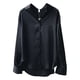 thumbnail image 4 of Blusa de mujer Camisa holgada de manga larga de satén Retro Girl Casual Top, Negro, M Kearding AP001166-20B, 4 of 7