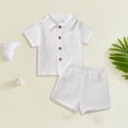 thumbnail image 4 of Baby Boy Clothes Toddler Boys Outfits Cute Summer Clothing Cotton 2 Piece Set with Button Down Shirt and Shorts, 4 of 4