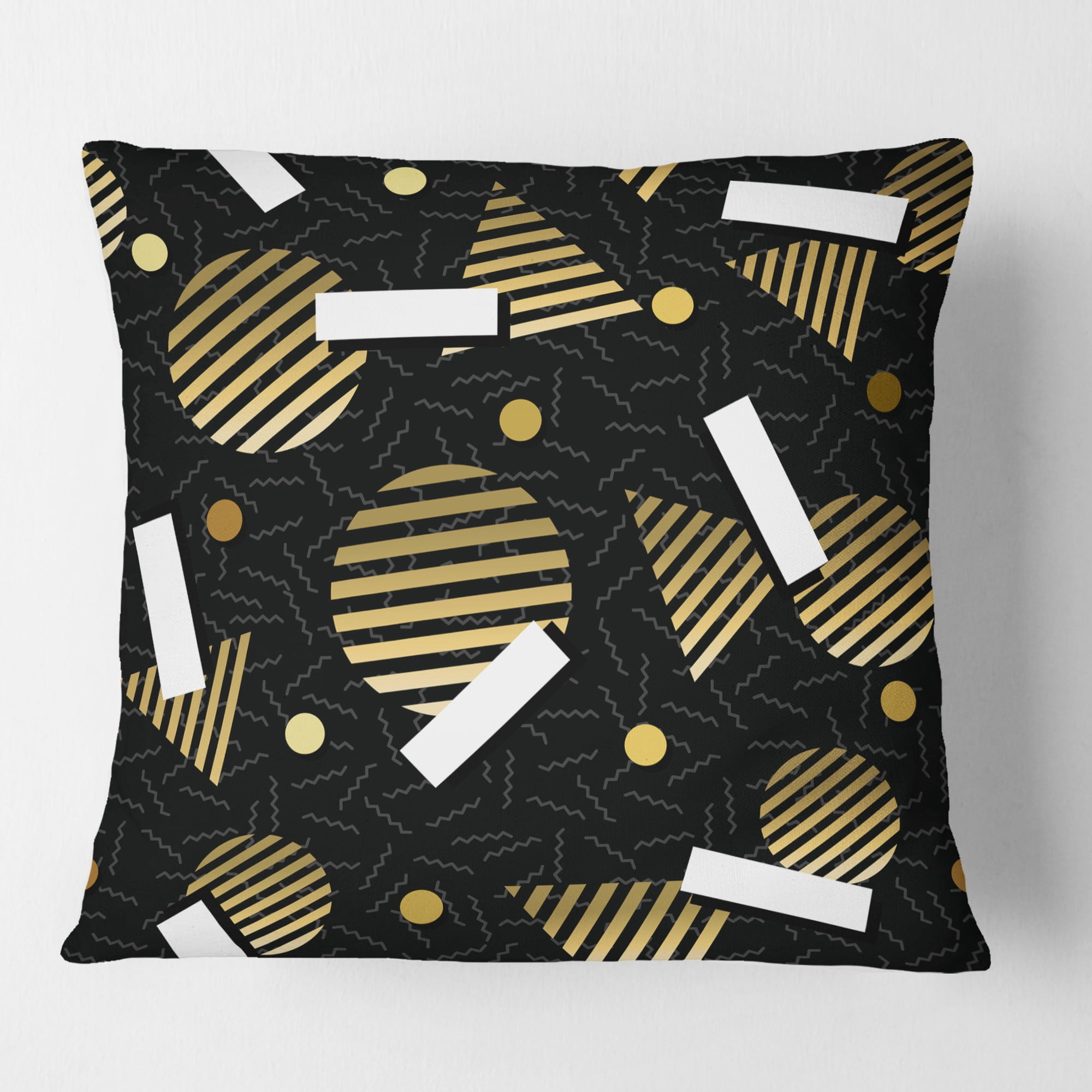 Designart Gold Retro Circular Pattern' Mid-Century Modern Throw Pillow - 16x16
