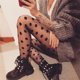 thumbnail image 1 of Medias ultrafinas pantimedias jacquard calcetines de base negra calcetines mujer lunares lazo, 1 of 4