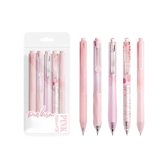 BiFandian 5-Pack Retractable Gel Pens, 0.5mm Fine Point Tip Pen Set, Smooth Black Ink Writing