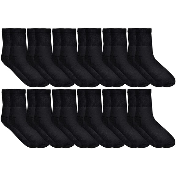 Yacht & Smith 12 Pairs of Mens King Size Diabetic Ankle Socks, Low Cut Athletic Sport Sock, 13-16 (Black)