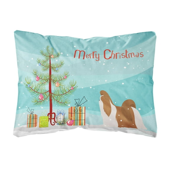 Caroline's Treasures BB2964PW1216 Shih Tzu Merry Christmas Tree Canvas Fabric Decorative Pillow, 12H x16W, multicolor
