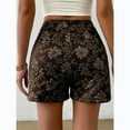 thumbnail image 4 of Women's Floral Jacquard Shorts Summer High Waisted Wide Leg Trouser Casual Pants with Pockets, 4 of 5