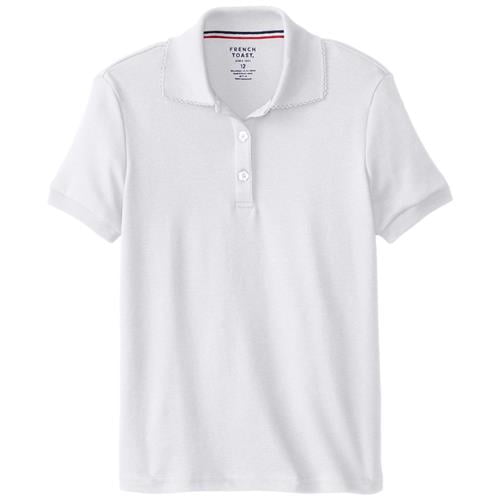 French Toast Girls' Short Sleeve Picot Collar Polo Shirt Standard & Plus 
