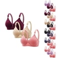 thumbnail image 4 of WREESH 3 Pack Push-Up Bra Adaptive Bra Women Embroidered Glossy Comfortable Breathable Bra Underwear No Rims Lift Padded Bra Underwear Beige, 4 of 4