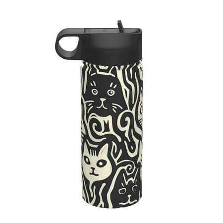 

Picia Abstract Cat Faces Pattern Pattern 18oz Sports Insulated Kettle With Straw Insulated Water Bottle For Running Hiking Cycling Climbing Men S Woman Insulated Water Bottle