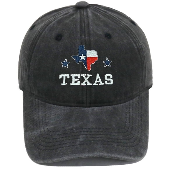 Gorra de béisbol vintage de algodón lavado bordado con mapa de Texas