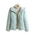 thumbnail image 5 of Womens Light Hooded Down Jacket Winter Warm Full Zip Quilted Puffer Padded Coats Casual Fashion Outerwear (3XL, Mint Green), 5 of 6