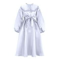 thumbnail image 3 of Oplxuo Satin Swing Cocktail Midi Dresses for Women Elegant Puff Sleeve Button Front A-Line Formal Party Prom Dress, 3 of 5