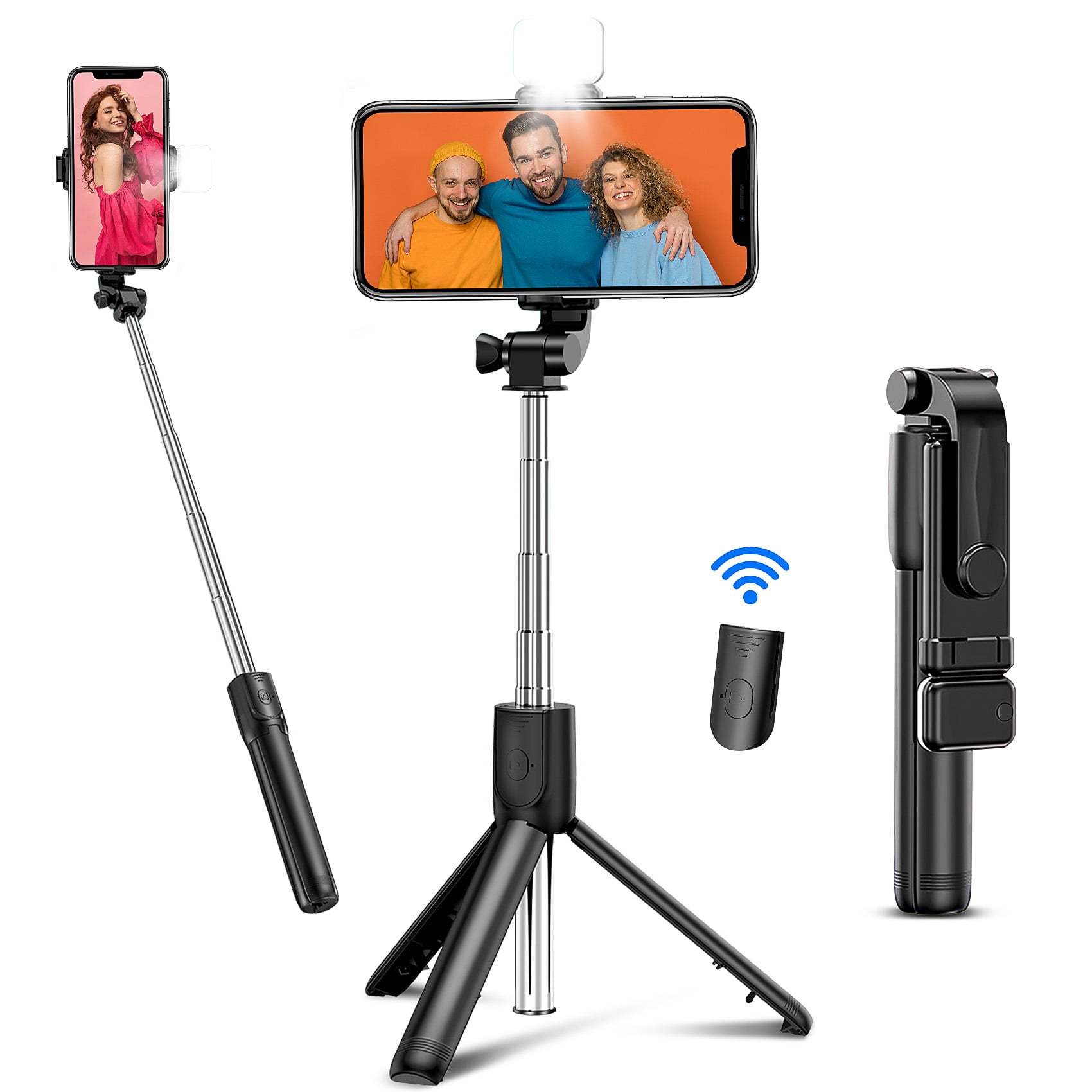 More Selfie Stick Tripod Galaxy S10/S9/S9 Plus CAFELE All in One Extendable Tripod Stand with Detachable Bluetooth Remote,Lightweight Aluminum Tripod for iPhone 11/XS MAX/X/8/8 Plus 