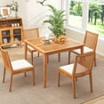 thumbnail image 5 of Gymax 40'' 4-Person Outdoor Acacia Wood Dining Table w/ 1.96'' Umbrella Hole for Porch, 5 of 10