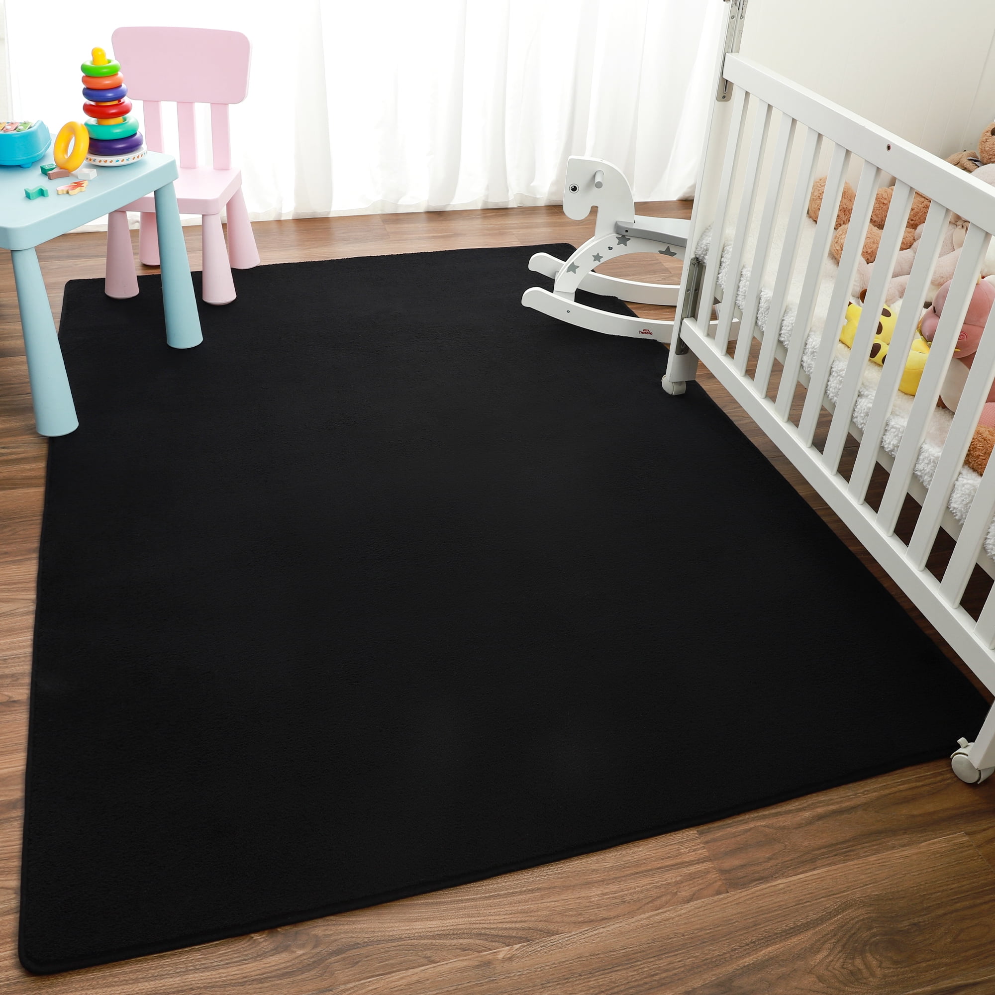 Noahas Soft Low Pile Rug Modern Area Rugs for Bedroom Living Room,Suitable for Boys Girls Teenagers and Adults with Super Soft Touch , Black , 4' x 6'