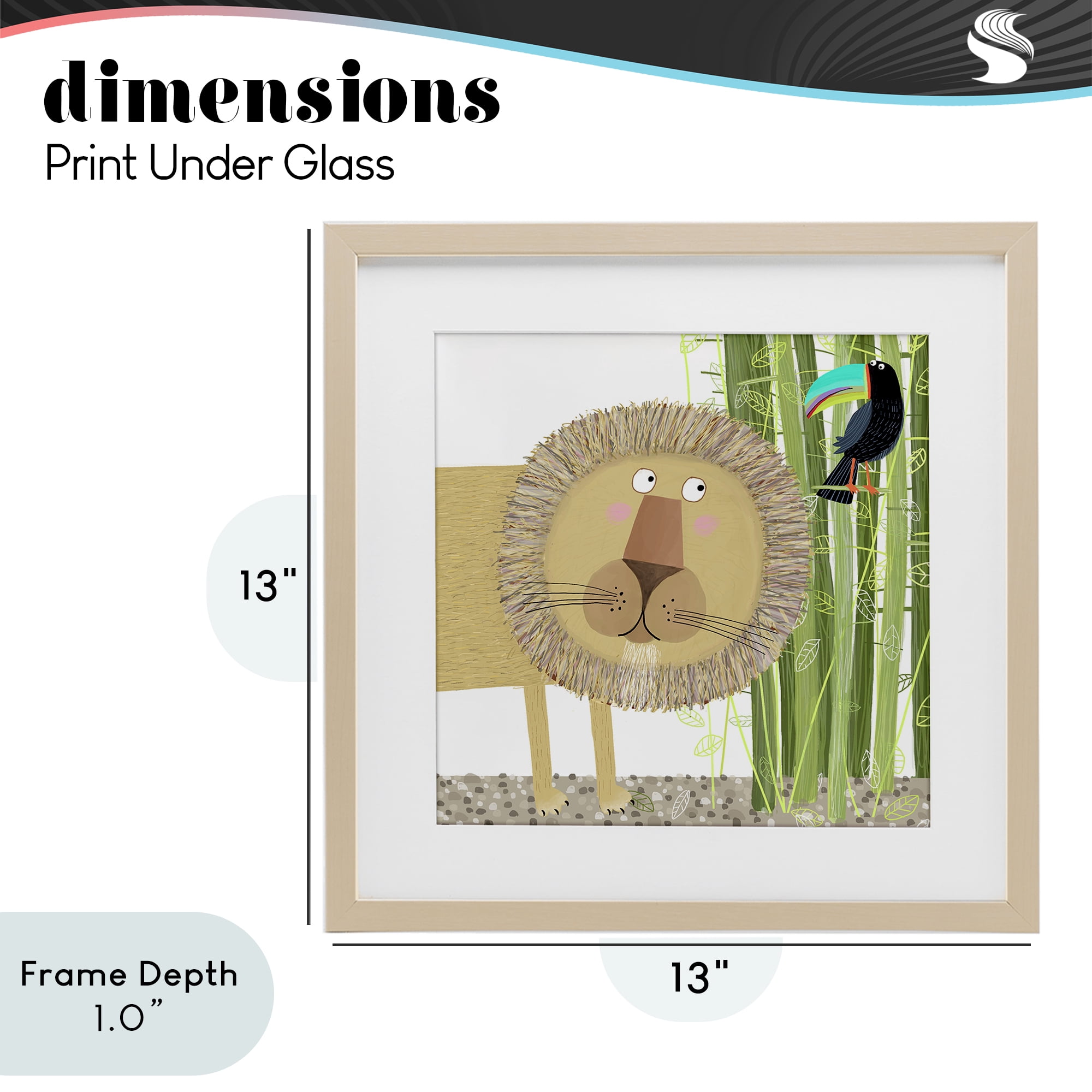 Stupell Industries Lion with Bamboo Trees & Toucan Birch Framed Print Under Glass, design by Carla Daly