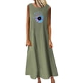 thumbnail image 1 of RKSTN Robes pour Femmes 2023 Mode Été Décontracté Col Rond Sans Manches Jupes Maxi Poches Vacances Couleur Unie Plage Longue Robe avec Imprimé Graphique, 1 of 4