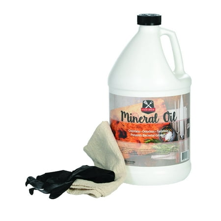 Cutting Board Oil 100% Pure Food Grade Mineral Oil - USP Certified and NSF Approved Butcher Block and Cutting Board Oil - 1 Gallon with Free Application Cloth and Gloves ()