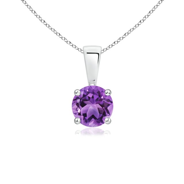 Angara Collier en Améthyste Naturelle - Pendentif Solitaire Rond en Argent Sterling 925 pour Femmes
