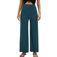 thumbnail image 2 of Baqcunre Wide Leg Pants Woman,Women's Casual Pants Solid Color High Waisted Wide Leg Pants Thin Casual Pants,Women'S Pants,Pants For Women,Womens Fashion,Womens Clothes,Blue,XXL, 2 of 6