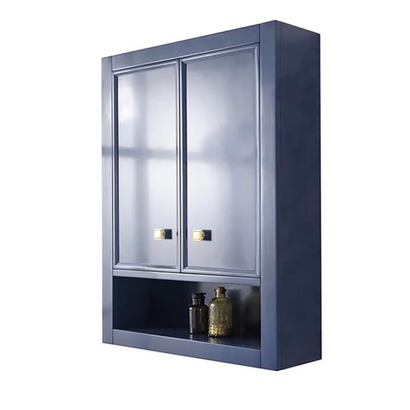 Home Bathroom Indoor 24" Blue Toilet Topper Cabinet 2 Doors - 1 Inner Shelf