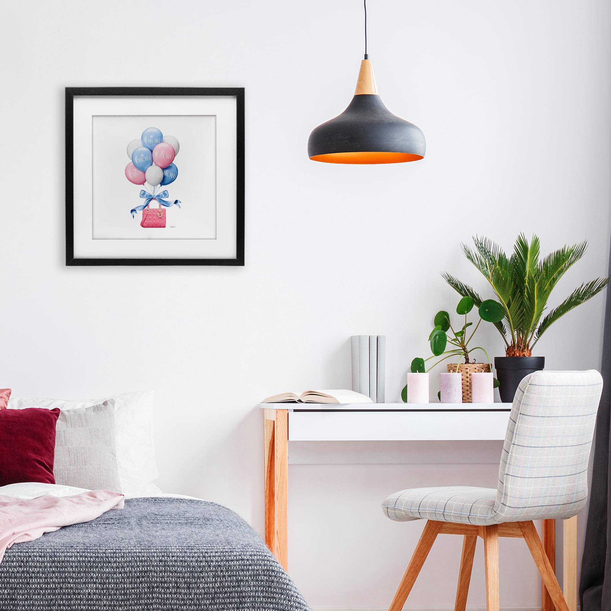 Stupell Industries Pink & Blue Handbag Balloons Black Framed Print Under Glass, design by Amanda Greenwood