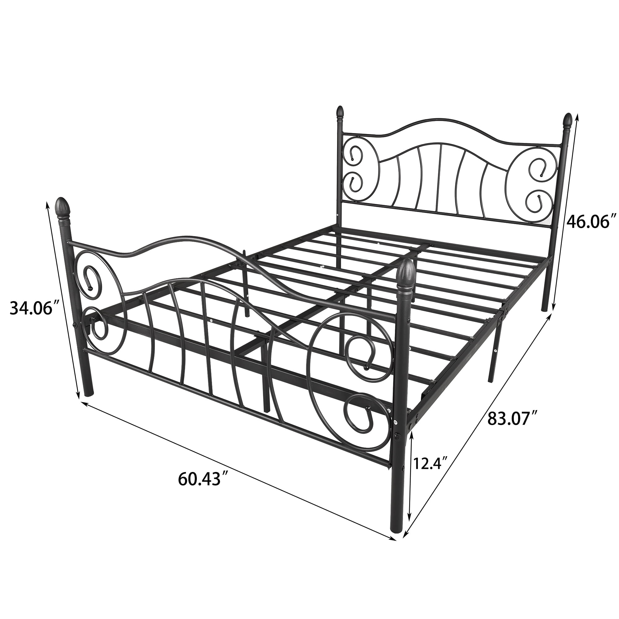 Buy uhomepro Metal Bed Frame Queen Size with Vintage Headboard and
