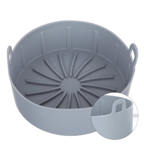 PTOOTP Silicone Air Fryer Container for Kitchen Use, Grey Baking Tray with Non-Stick , Dishwasher Safe, 8.5 x 5.3 x 2.25 Inches