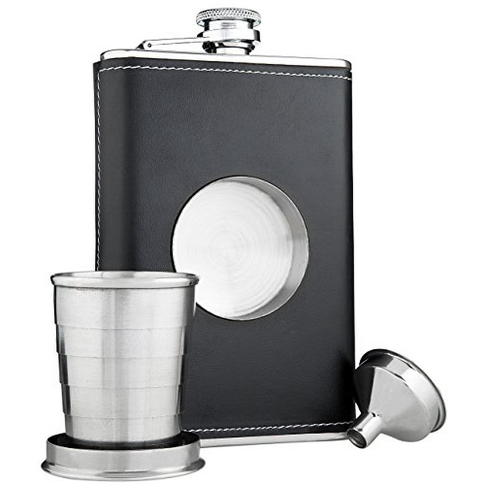 Shot Flask 8oz Flask with a Builtin Collapsible Shot Glass & Flask