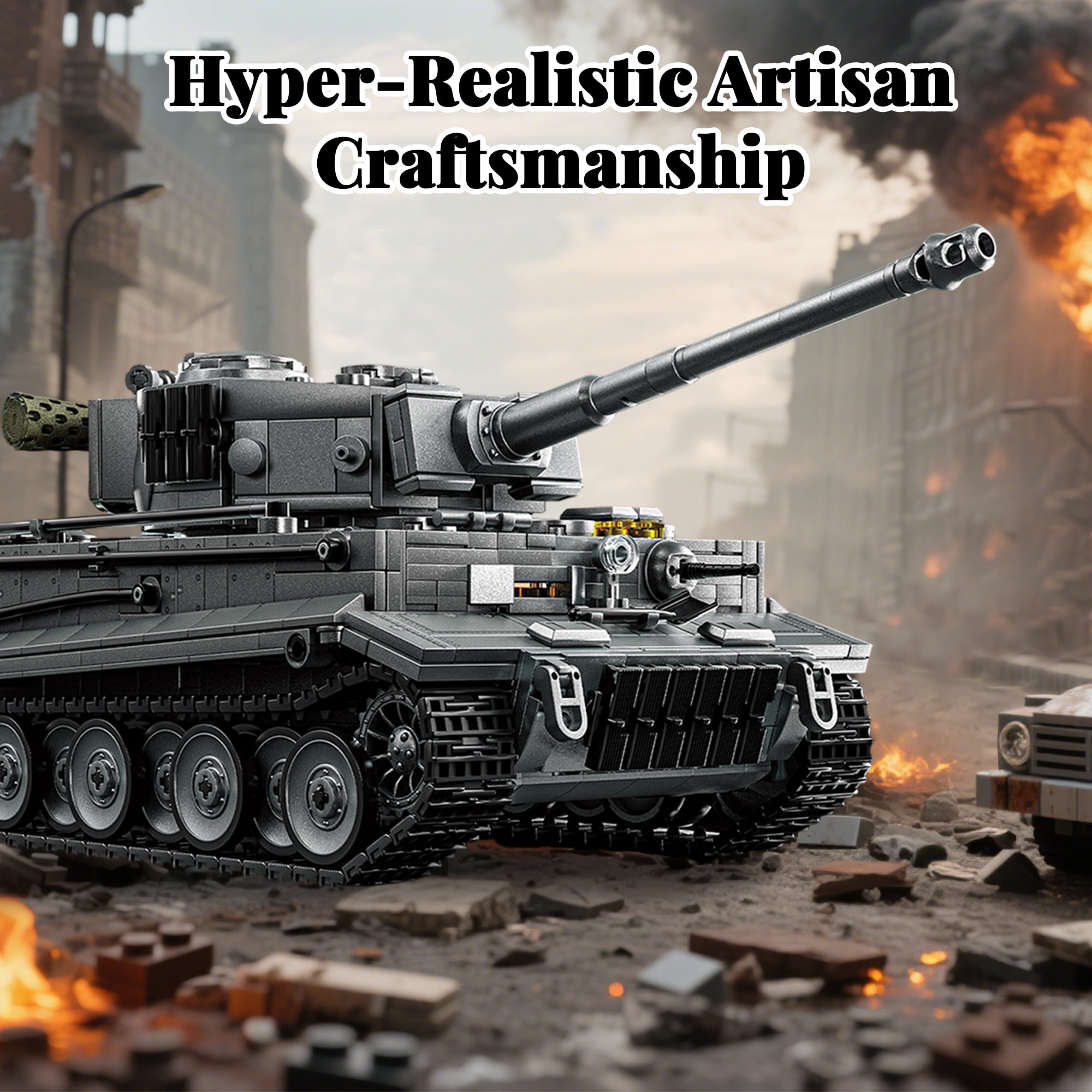 GZBrick Tiger Heavy Tank Building Sets WW2 Military Toy for Adults Boy Compatible with Lego 1668PCS