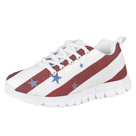 Pzuqiu American Flag Little Kids Walking Shoes Girls Size 11 Breathable Running Sneakers Outdoor Sport Shoes Lightweight Athletic Shoes